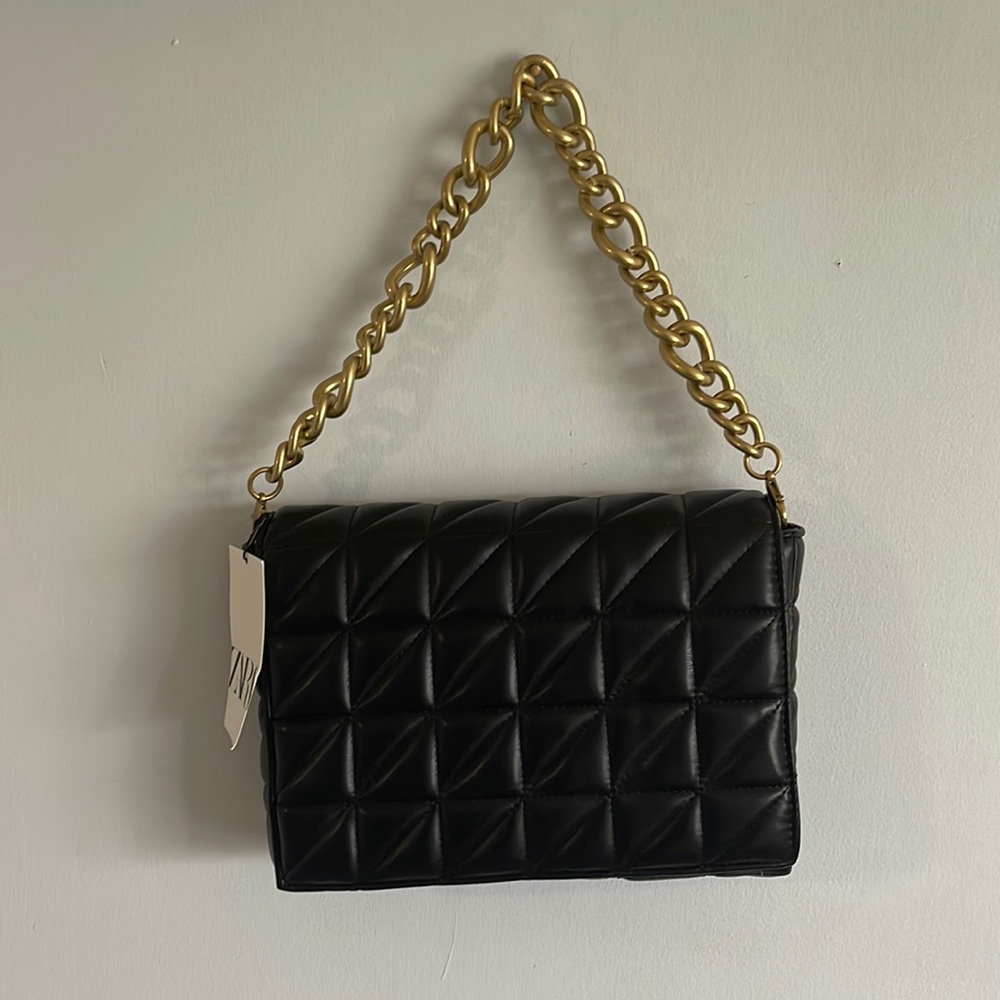 Zara quilted black handbag